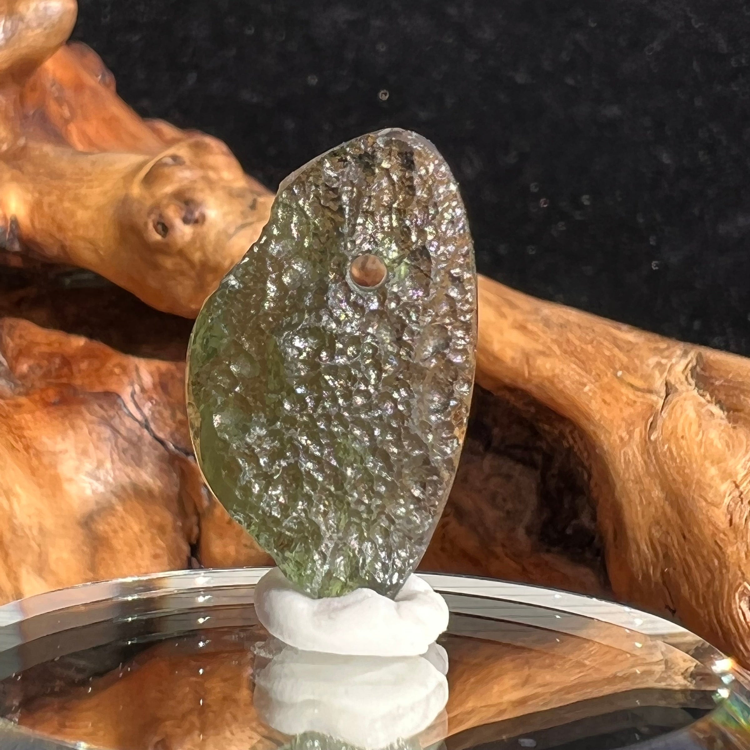Moldavite Bead Half Polished for Jewelry Making #41-Moldavite Life