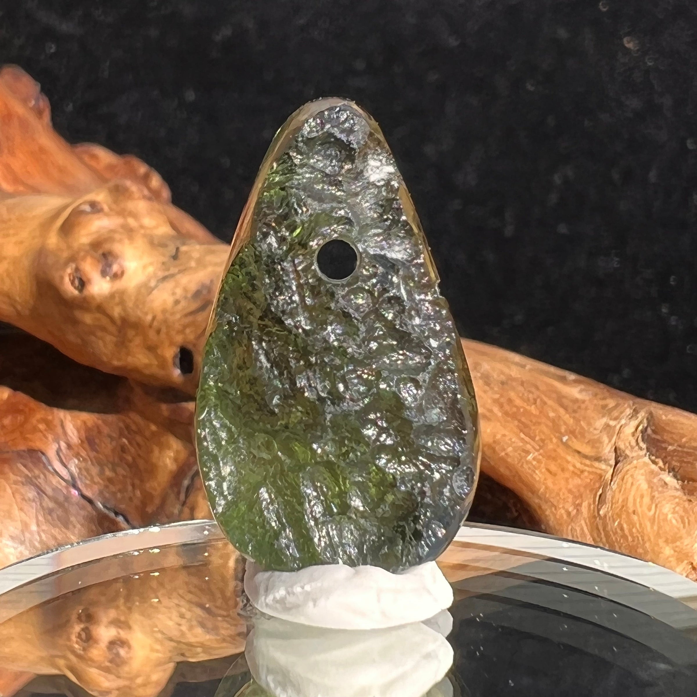 Moldavite Bead Half Polished for Jewelry Making #42-Moldavite Life