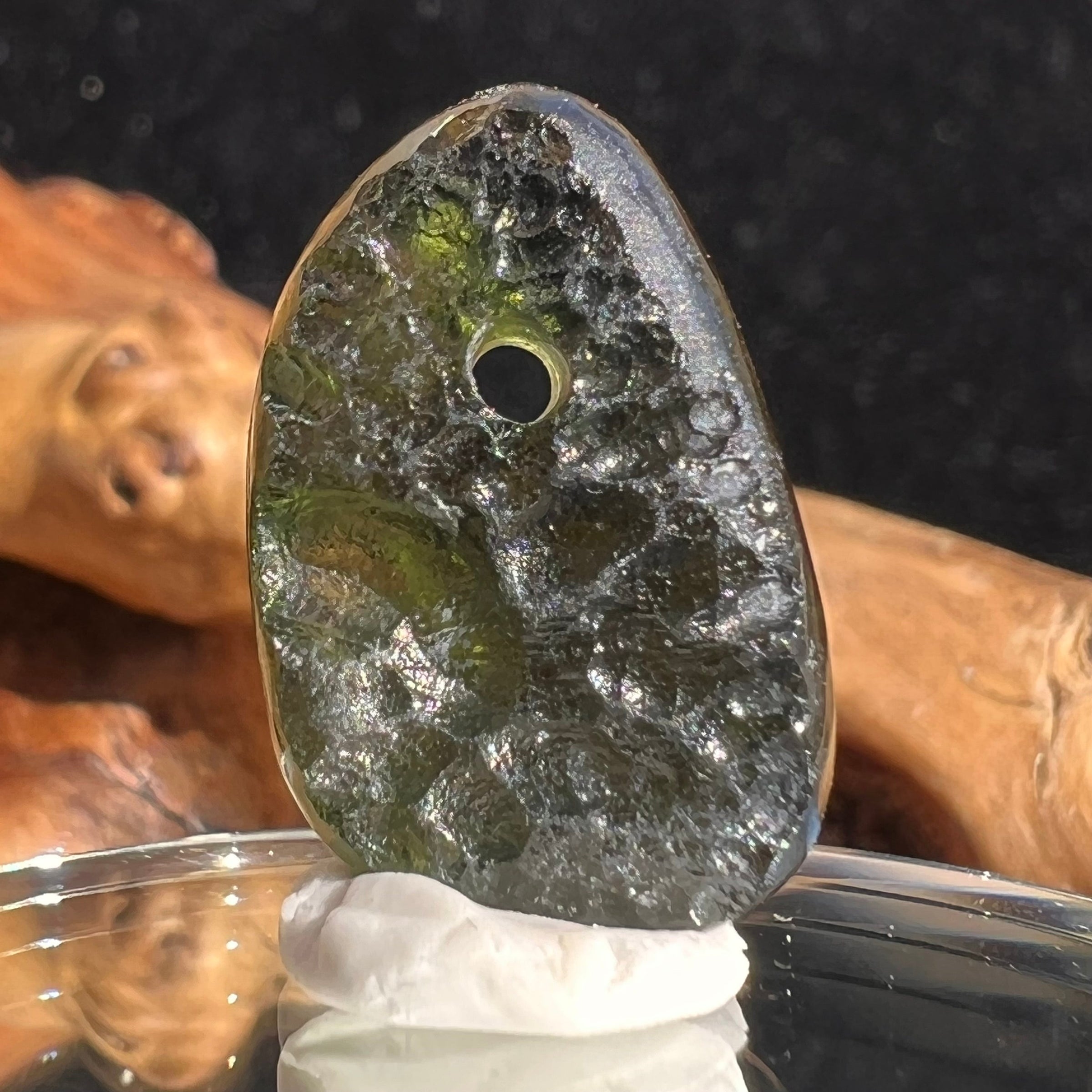 Moldavite Bead Half Polished for Jewelry Making #43-Moldavite Life