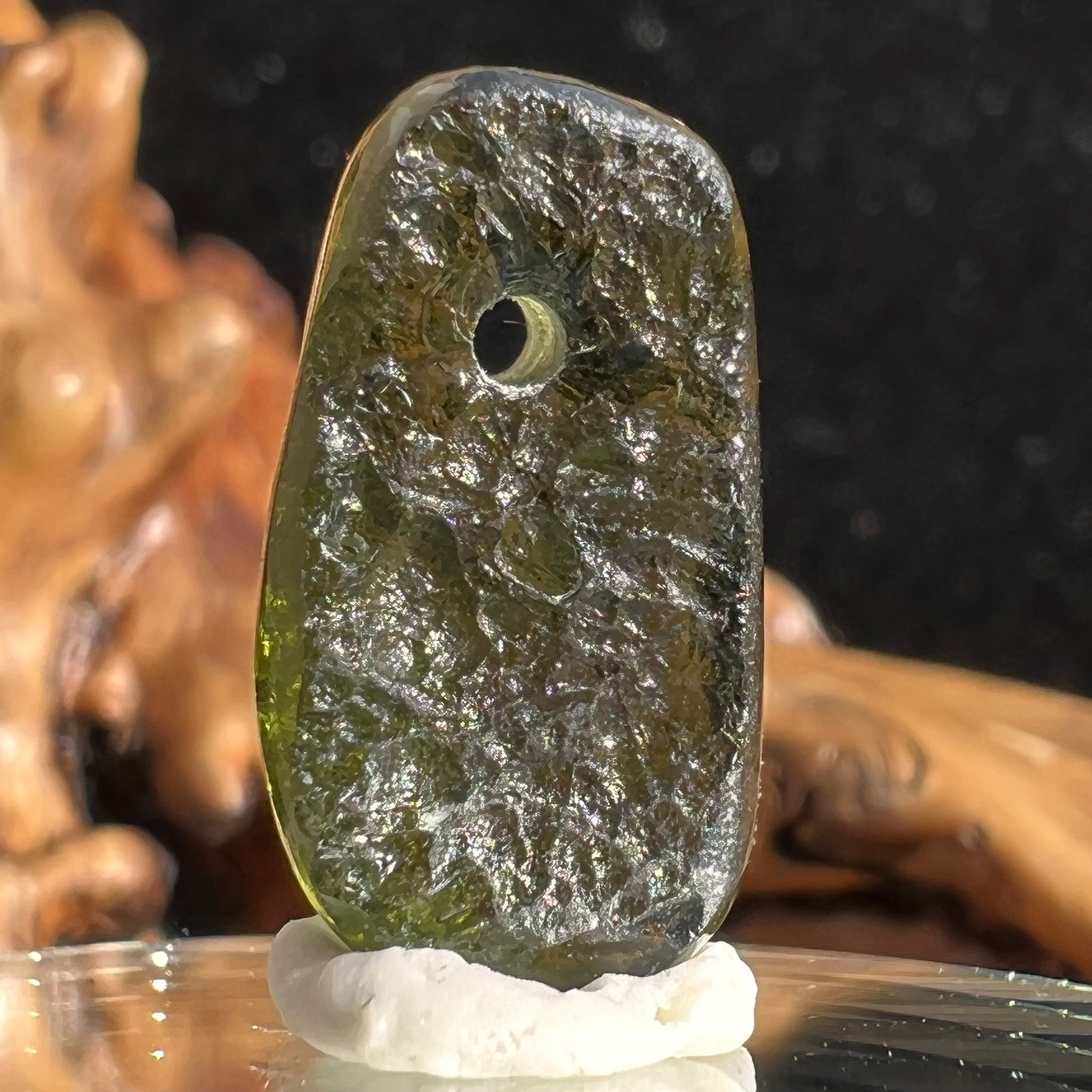 Moldavite Bead Half Polished for Jewelry Making #47-Moldavite Life