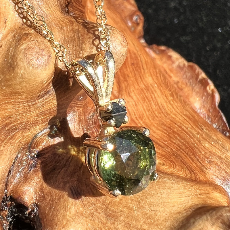 Moldavite Brookite Pendant 14k Gold-Moldavite Life