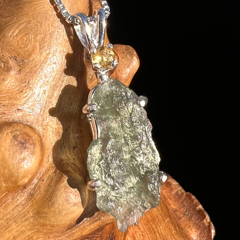 Moldavite & Citrine Necklace Sterling Silver #5003-Moldavite Life