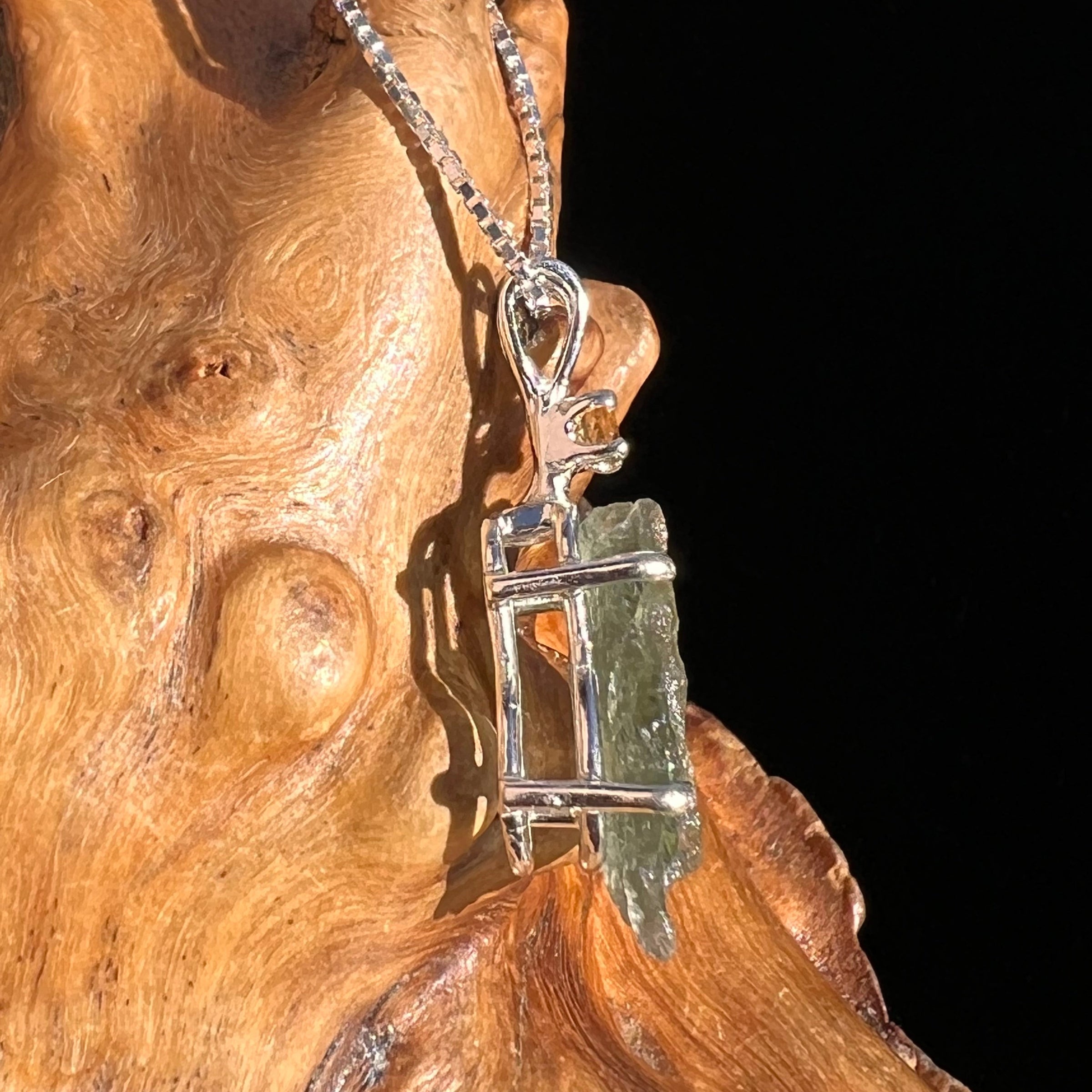 Moldavite & Citrine Necklace Sterling Silver #5003-Moldavite Life