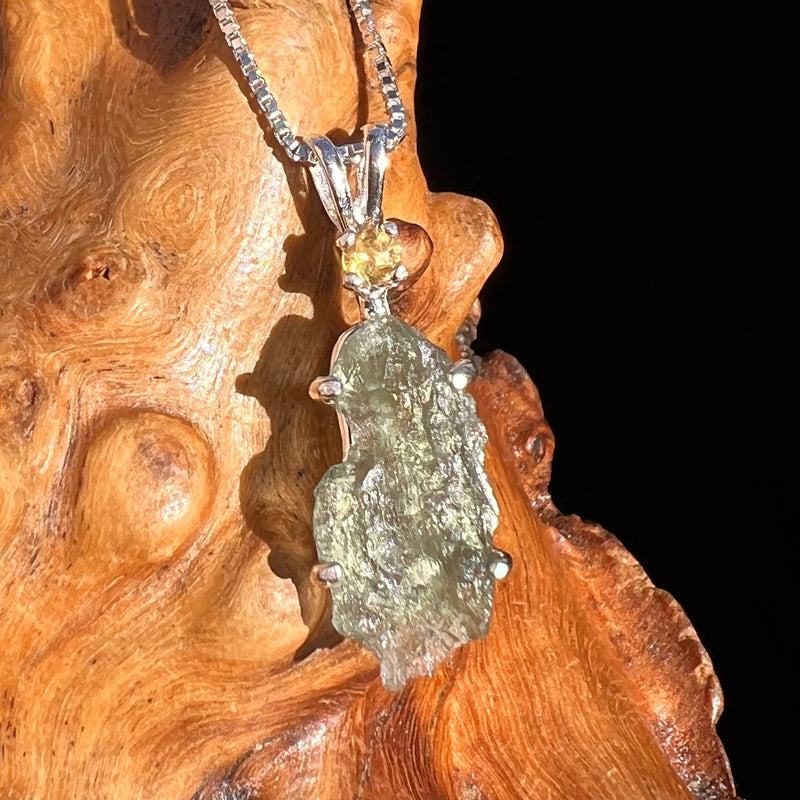 Moldavite & Citrine Necklace Sterling Silver #5003-Moldavite Life