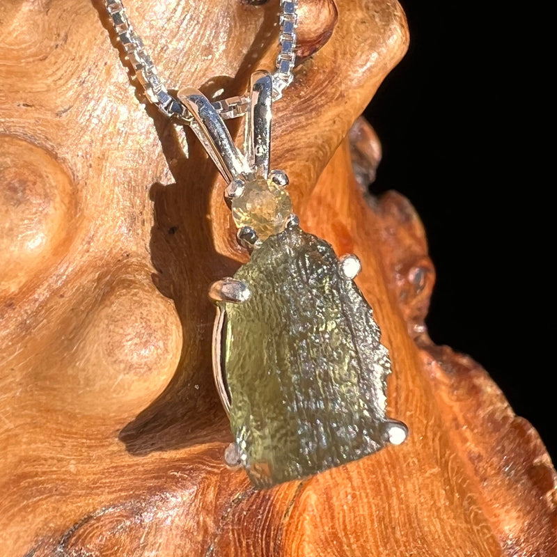 Moldavite & Citrine Necklace Sterling Silver #5005-Moldavite Life