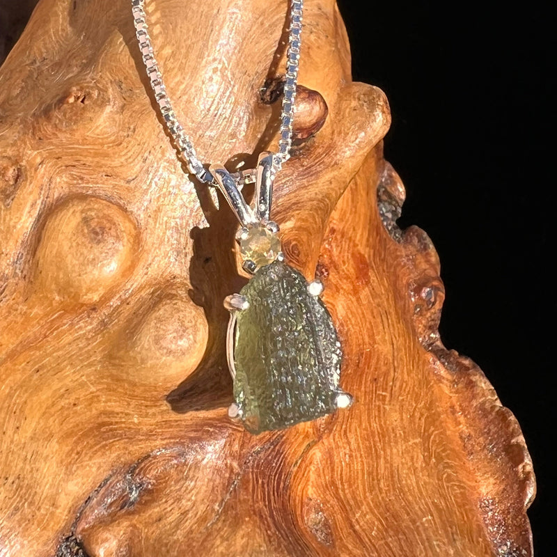 Moldavite & Citrine Necklace Sterling Silver #5005-Moldavite Life