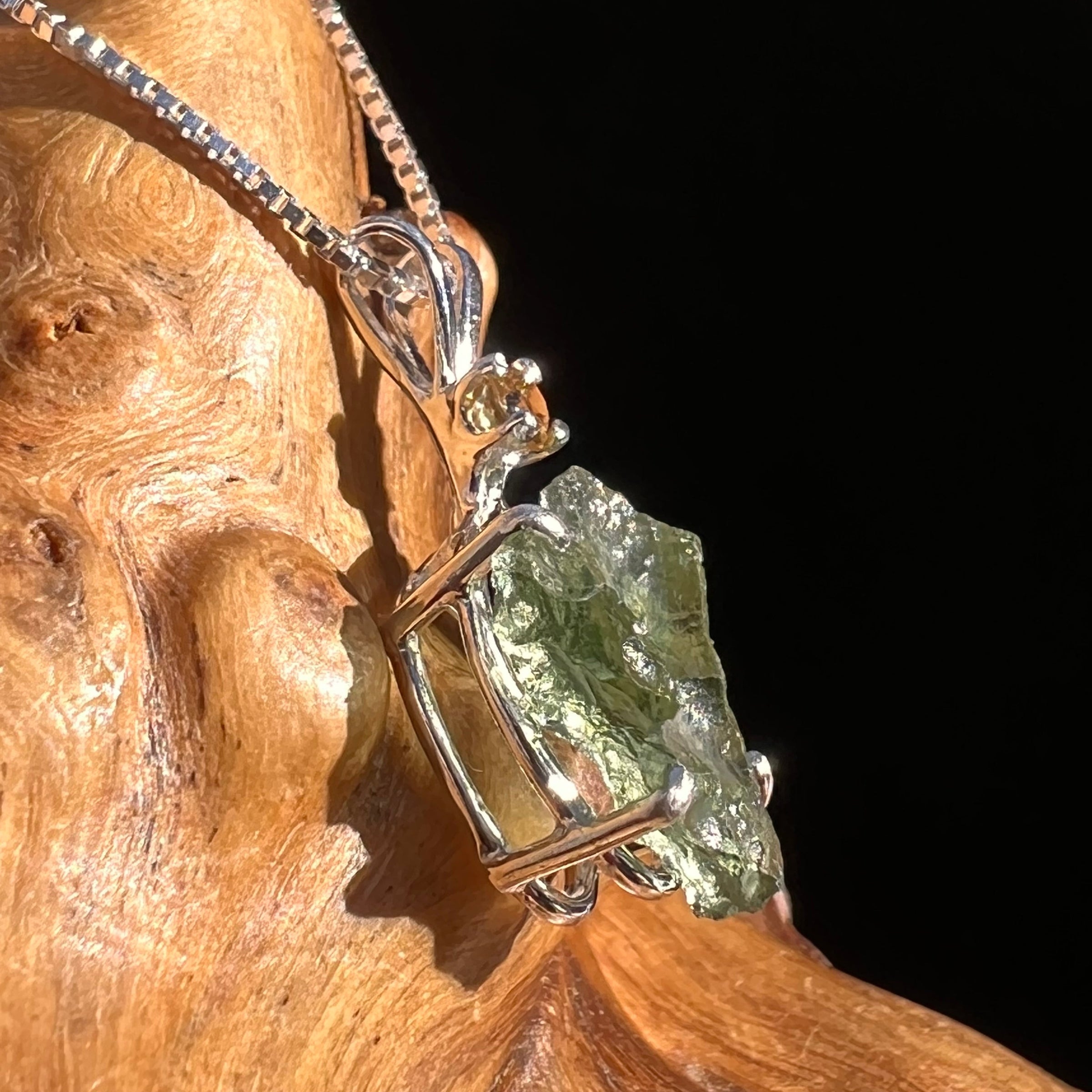 Moldavite & Citrine Necklace Sterling Silver #5006-Moldavite Life