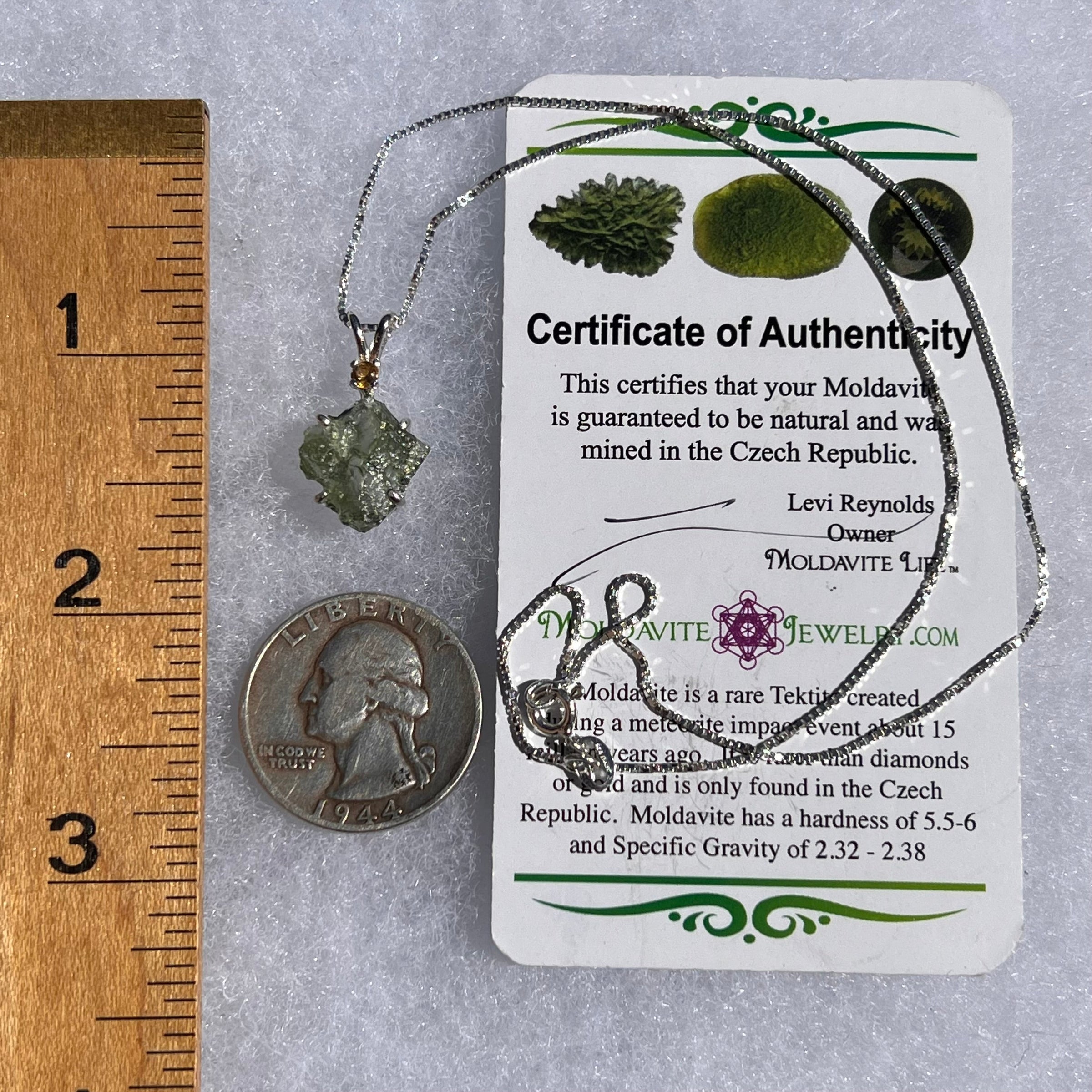 Moldavite & Citrine Necklace Sterling Silver #5006-Moldavite Life