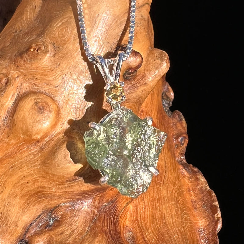 Moldavite & Citrine Necklace Sterling Silver #5006-Moldavite Life