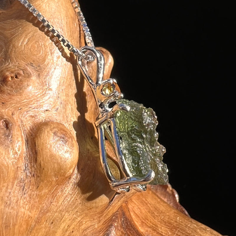 Moldavite & Citrine Necklace Sterling Silver #5009-Moldavite Life