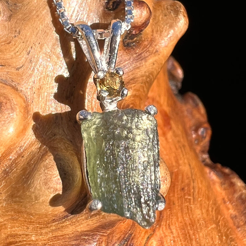 Moldavite & Citrine Necklace Sterling Silver #5019-Moldavite Life