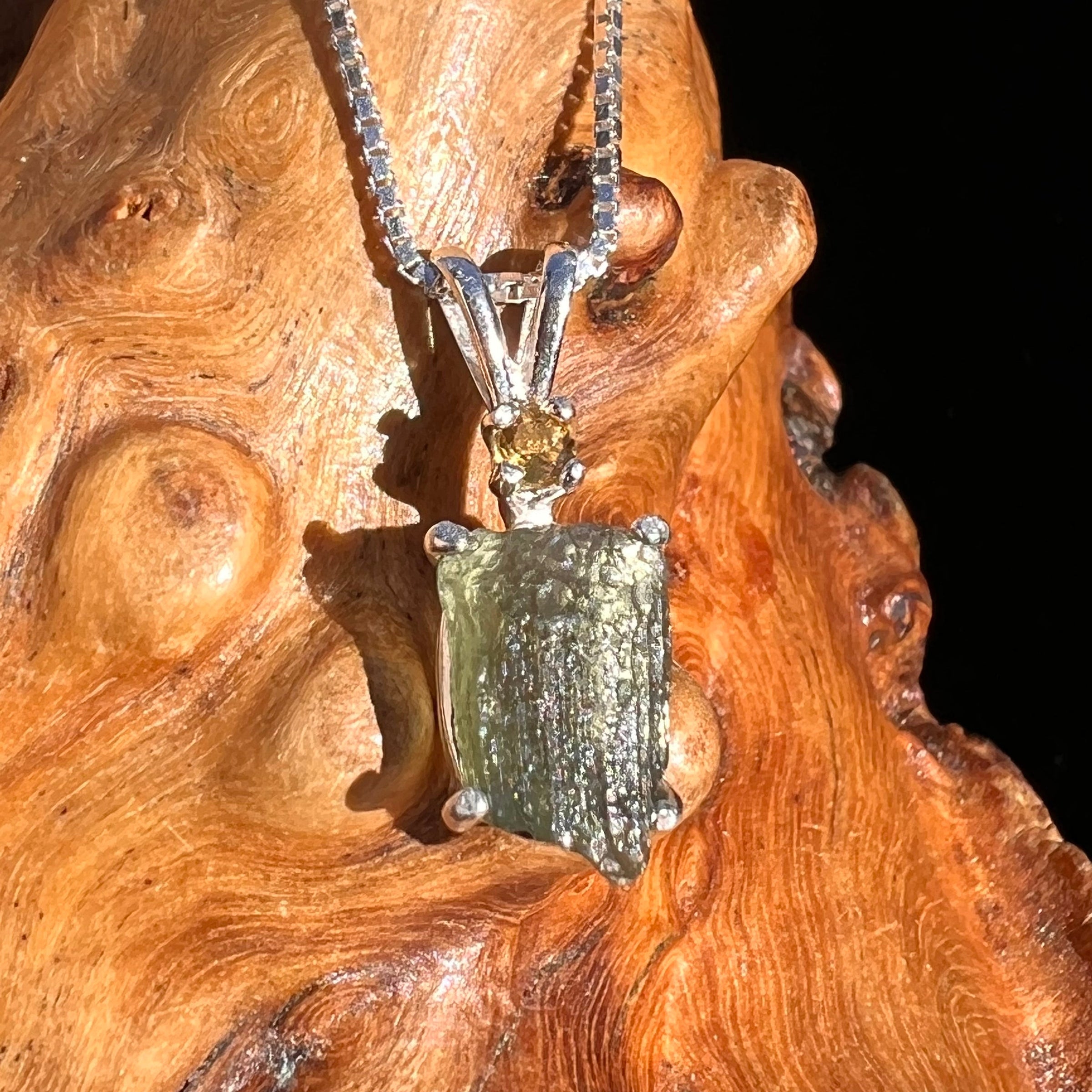 Moldavite & Citrine Necklace Sterling Silver #5019-Moldavite Life