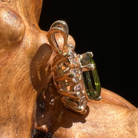 Moldavite & Danburite Gemstone Pendant 14k Gold #1059-Moldavite Life