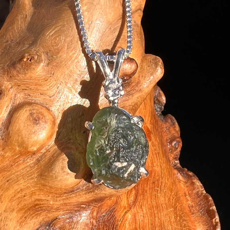 Moldavite & Danburite Necklace Sterling Silver #5060-Moldavite Life