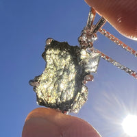 Moldavite & Danburite Necklace Sterling Silver #5061-Moldavite Life