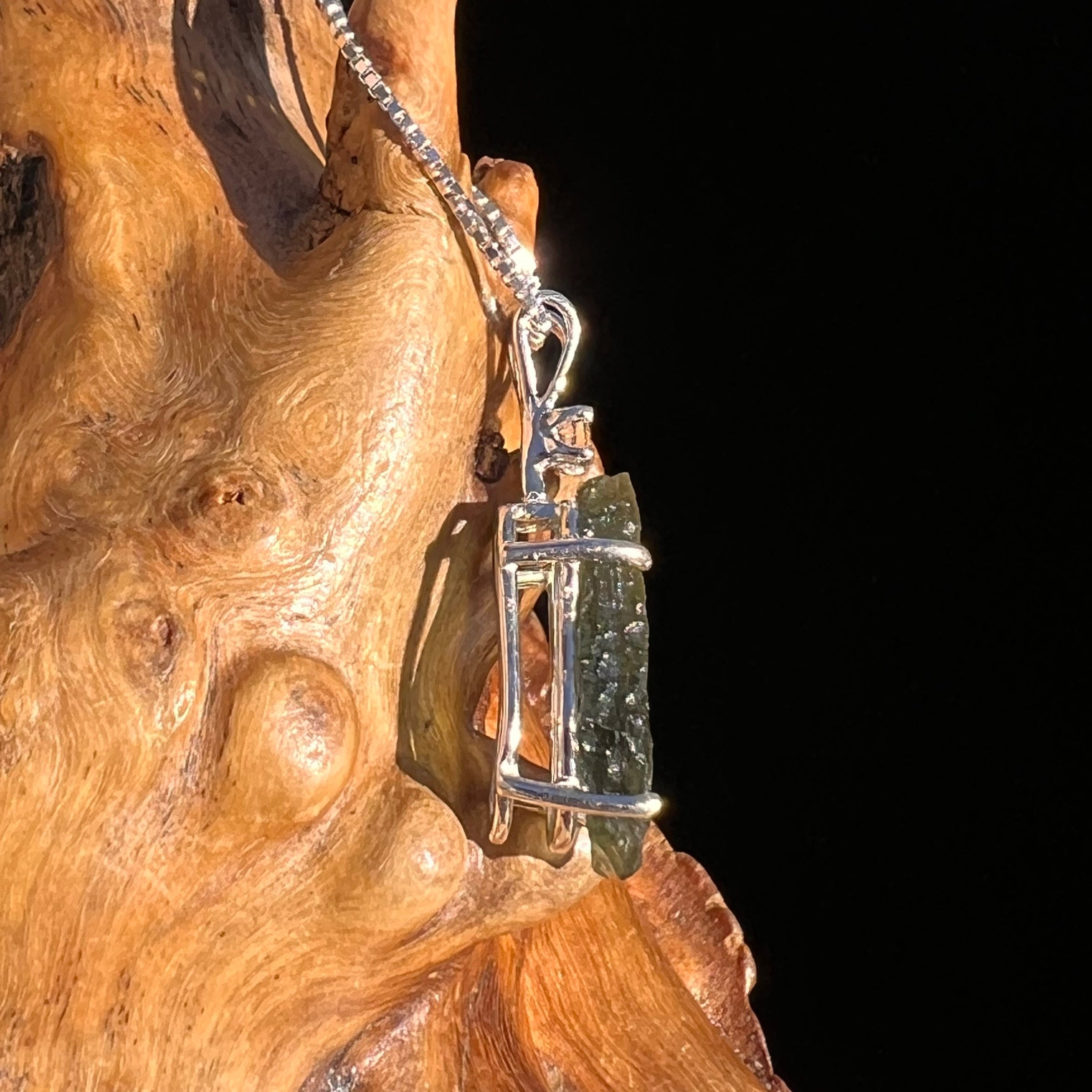 Moldavite & Danburite Necklace Sterling Silver #5064-Moldavite Life
