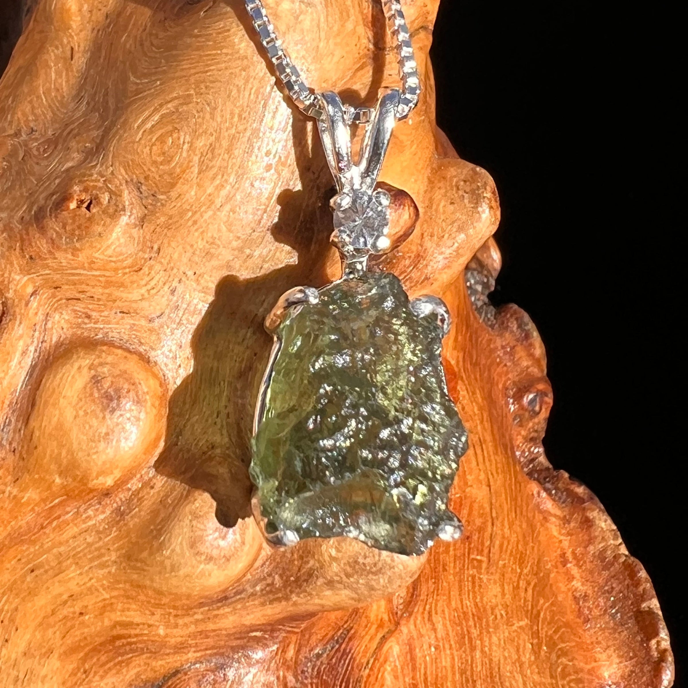 Moldavite & Danburite Necklace Sterling Silver #5069-Moldavite Life