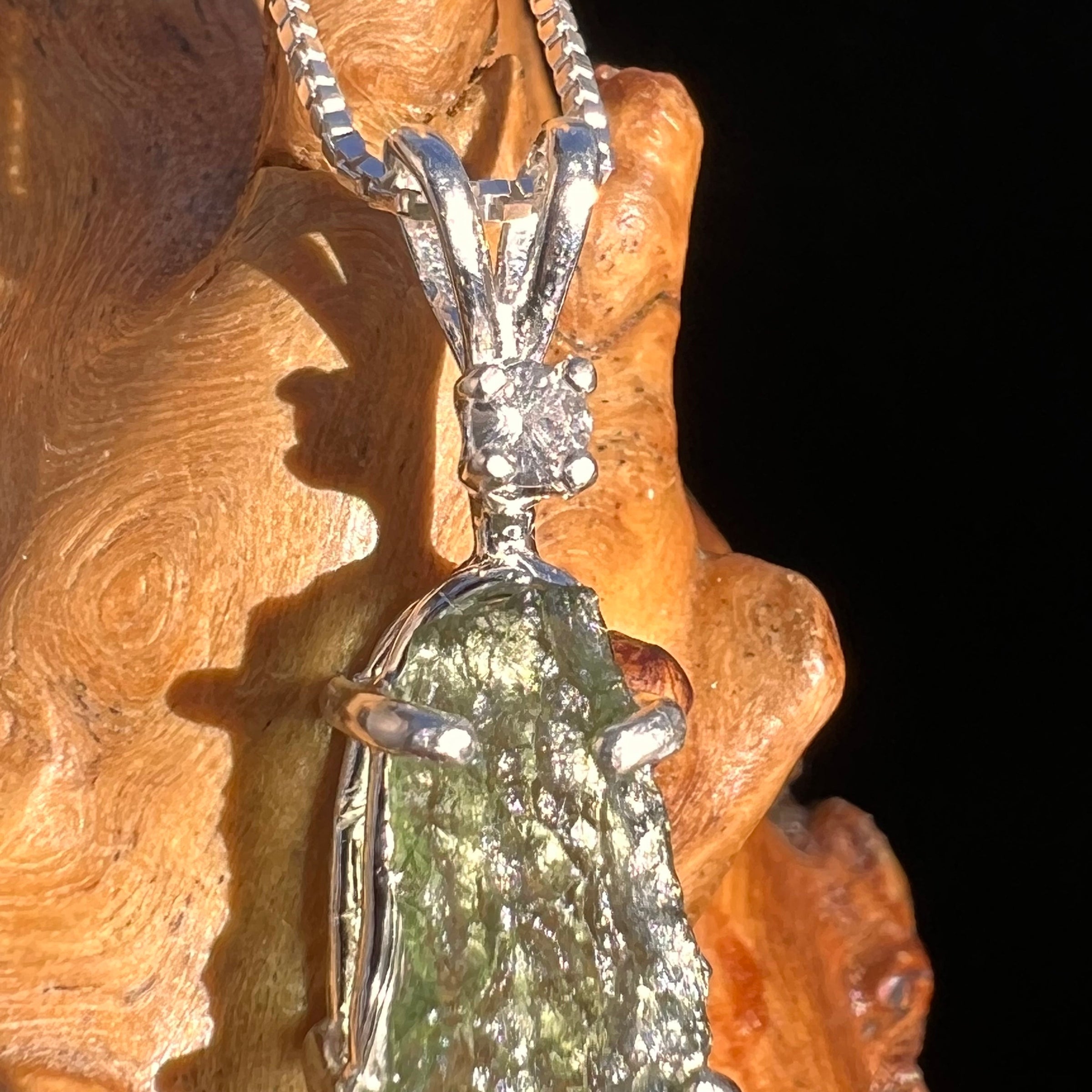 Moldavite & Danburite Necklace Sterling Silver #5070-Moldavite Life