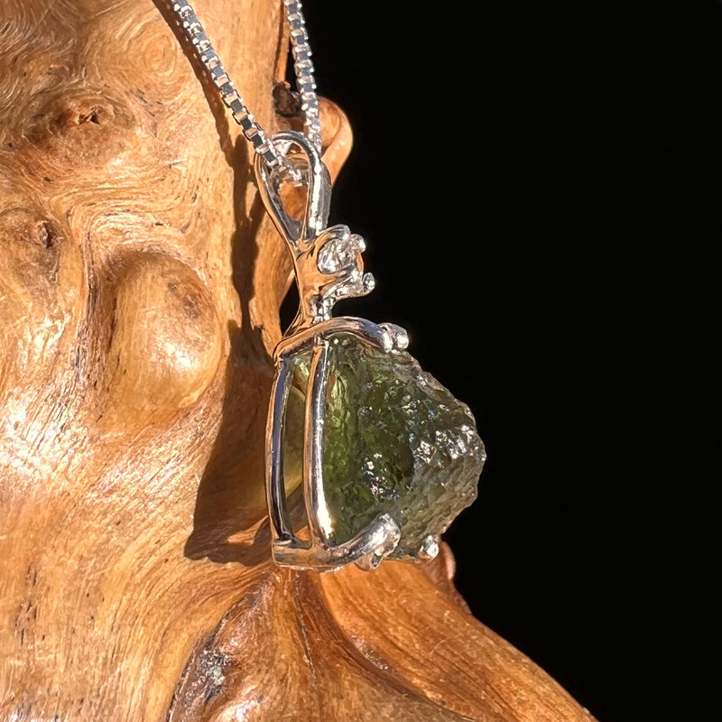 Moldavite & Danburite Necklace Sterling Silver #5071-Moldavite Life