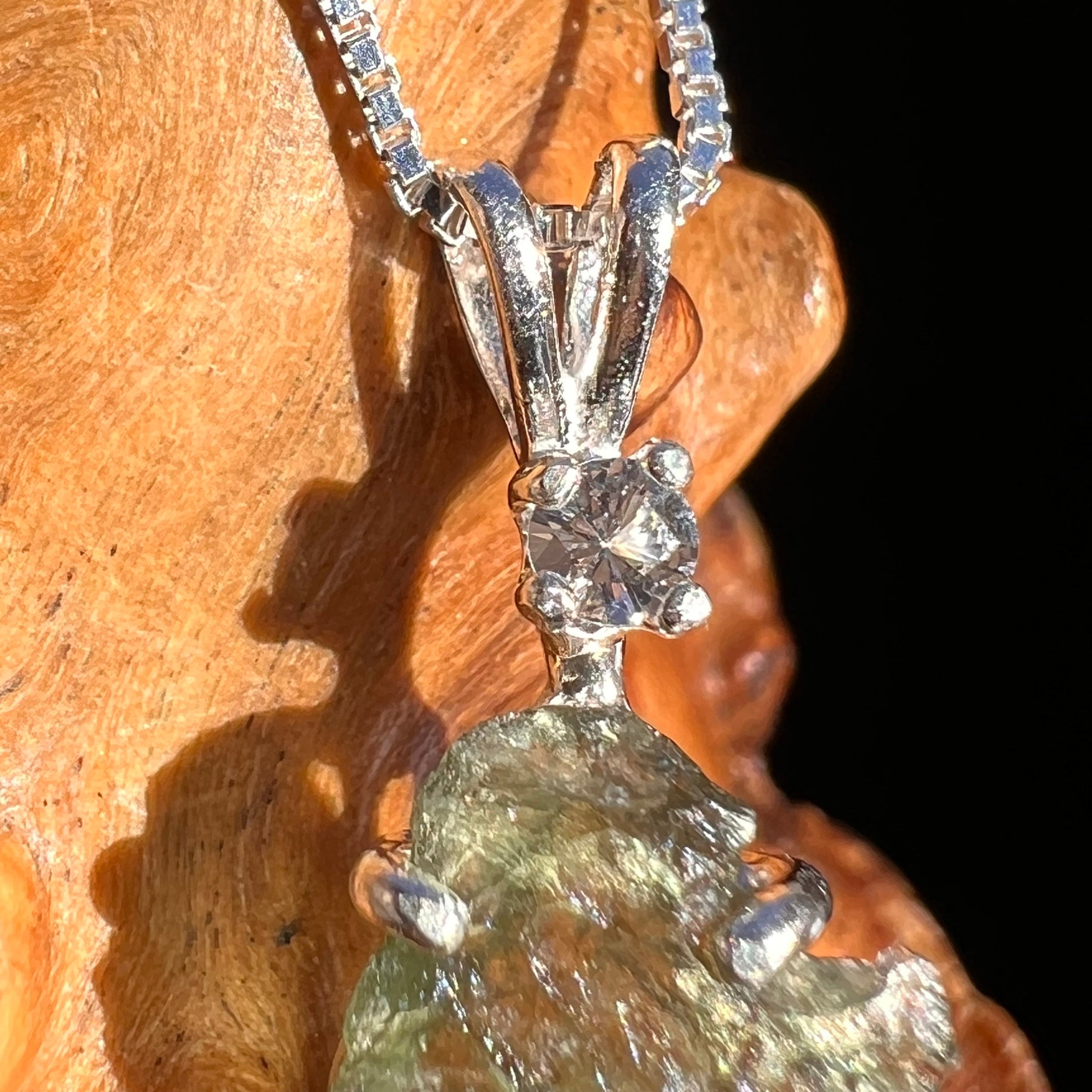 Moldavite & Danburite Necklace Sterling Silver #5072-Moldavite Life