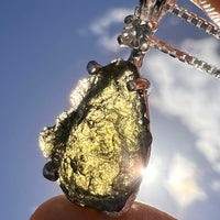 Moldavite & Faceted Phenacite Necklace Sterling #5085-Moldavite Life