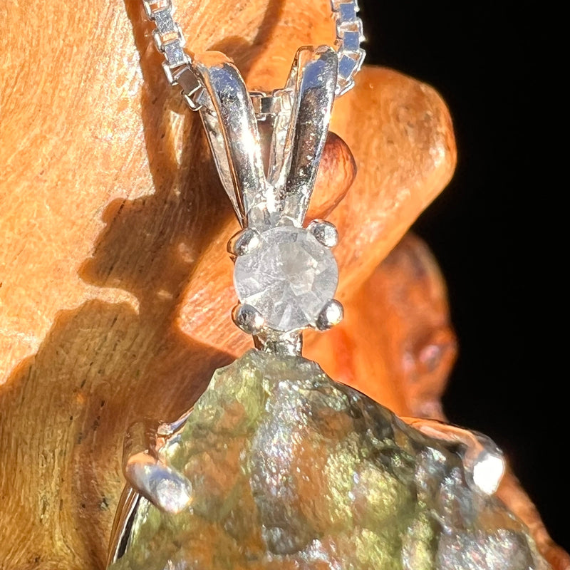 Moldavite & Faceted Phenacite Necklace Sterling #5086-Moldavite Life