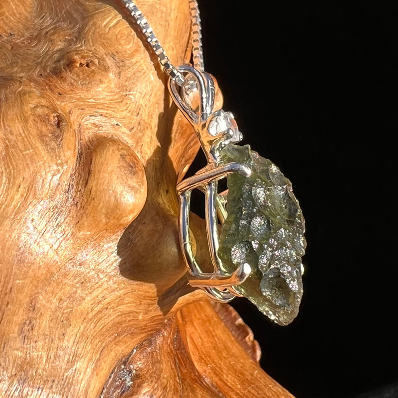 Moldavite & Faceted Phenacite Necklace Sterling #5086-Moldavite Life