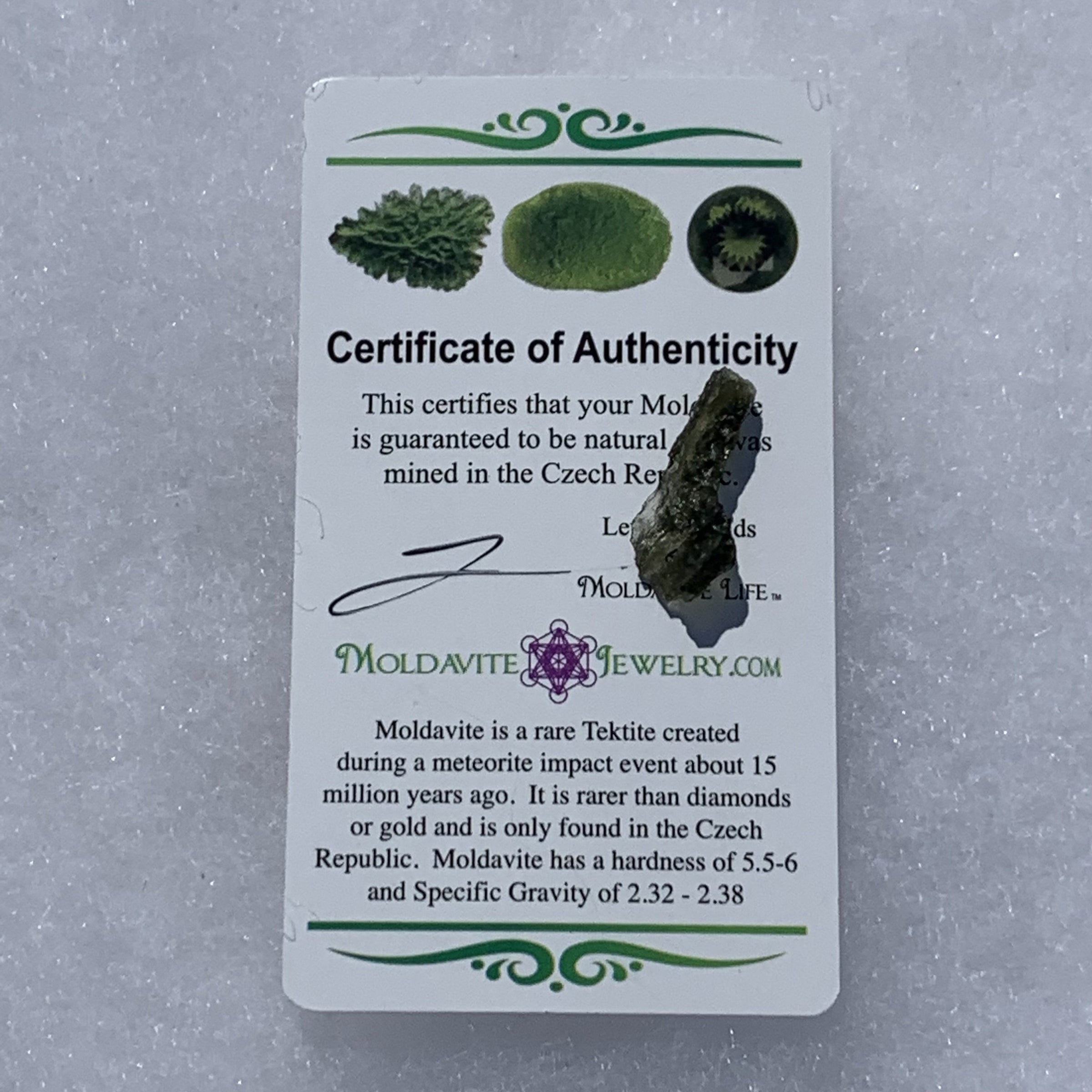 Moldavite Genuine Certified 0.7 grams