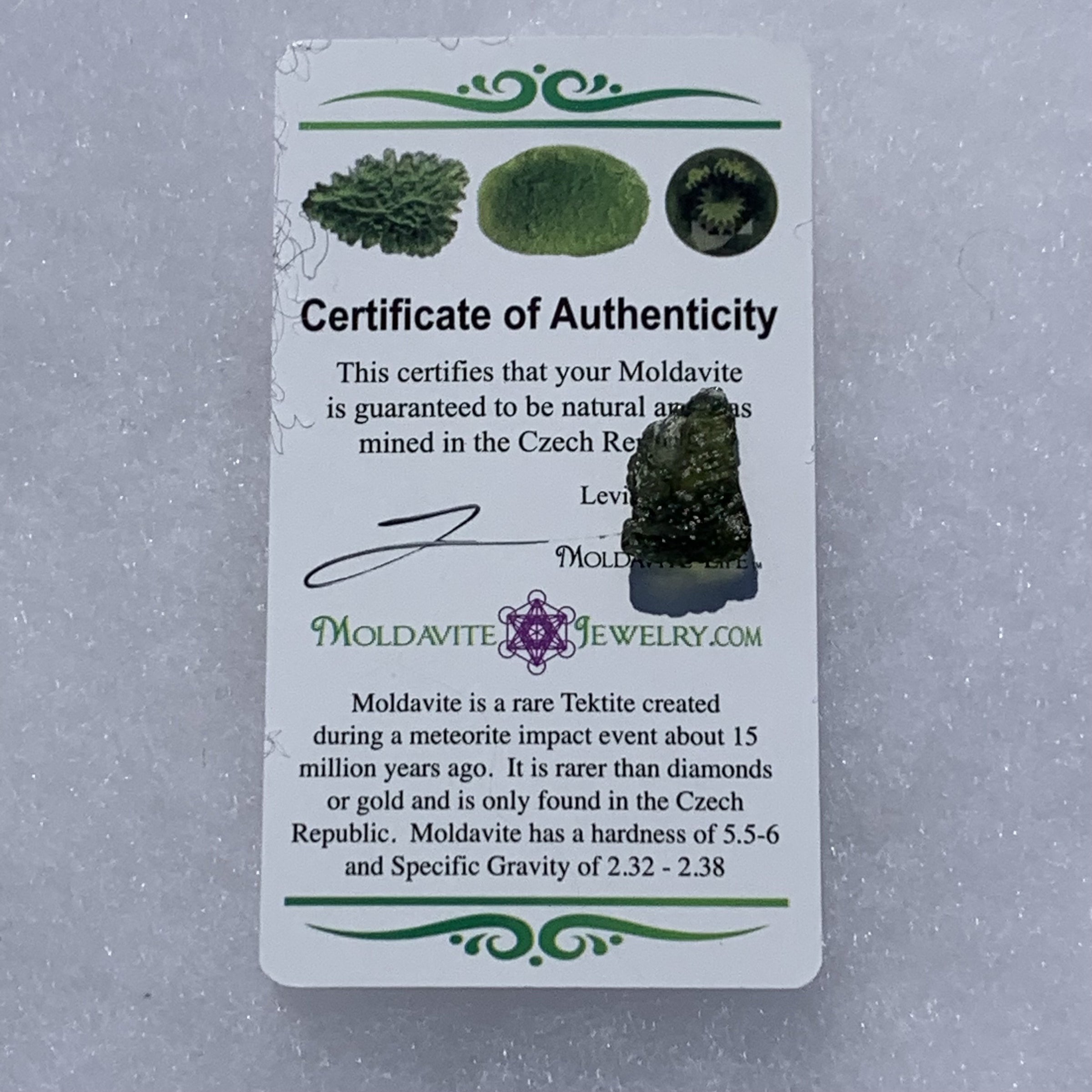 Moldavite Genuine Certified 1 gram