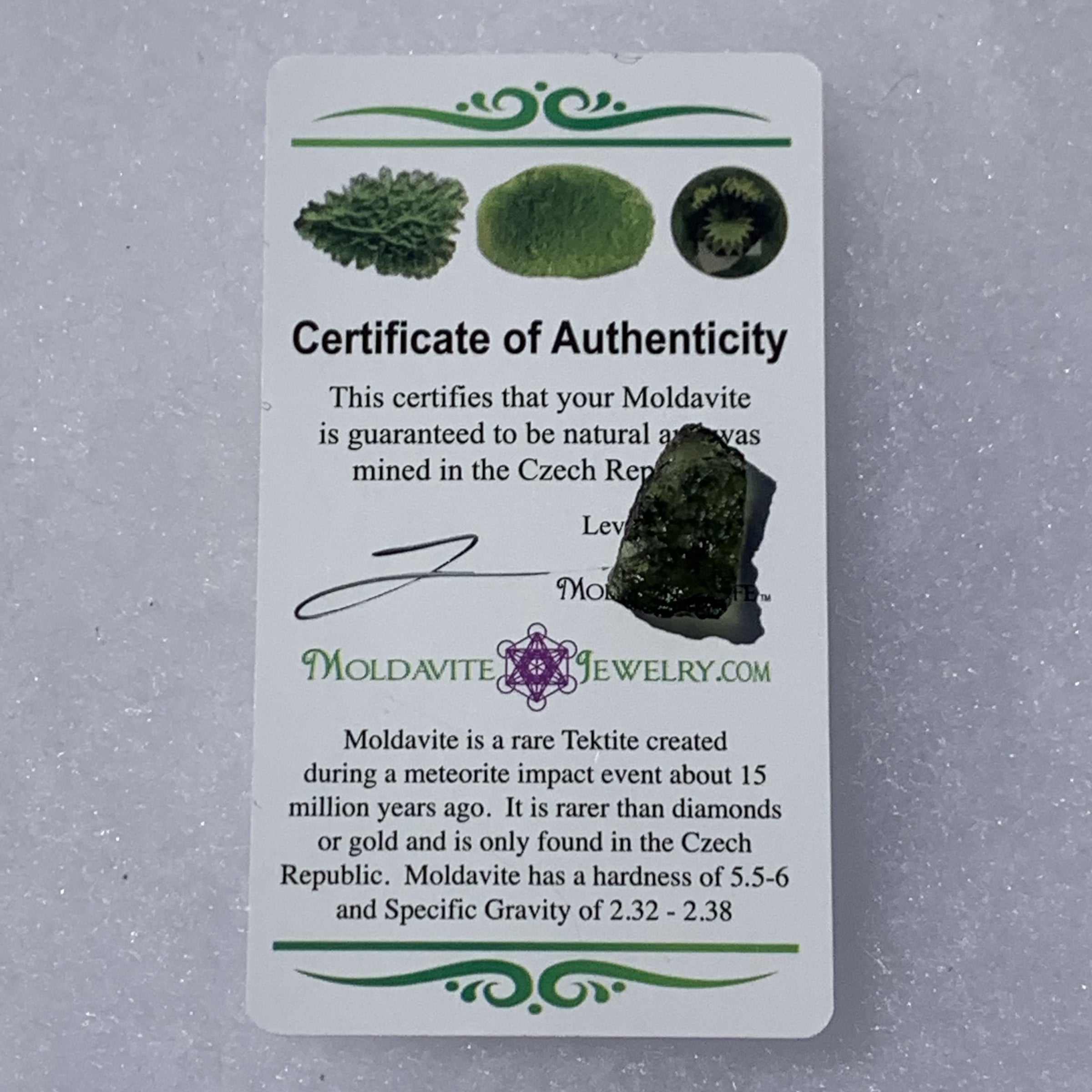 Moldavite Genuine Certified 1 gram-Moldavite Life