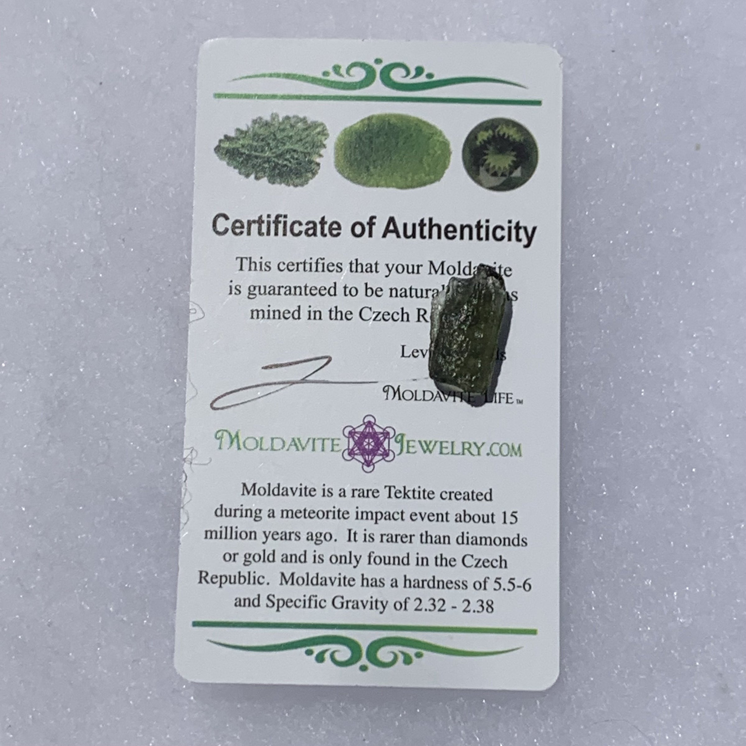 Moldavite Genuine Certified 1 gram-Moldavite Life