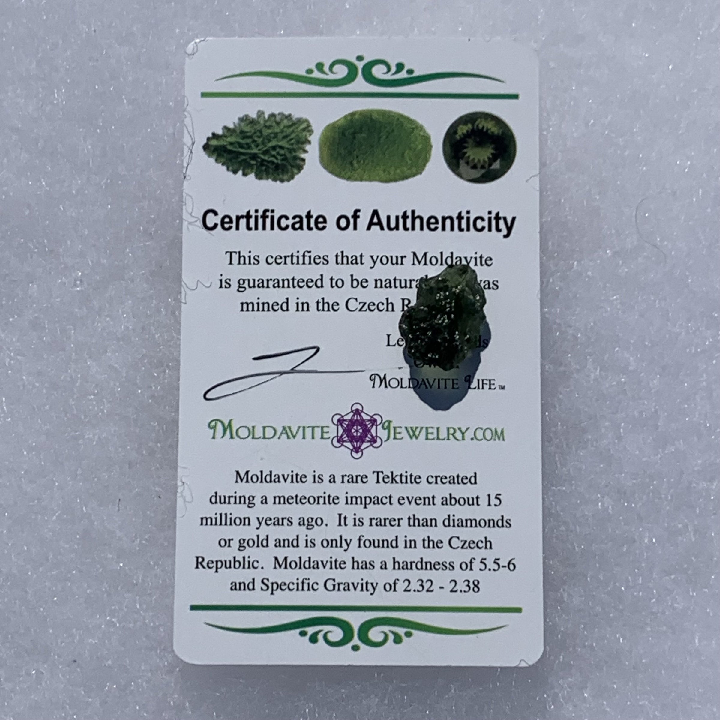 Moldavite Genuine Certified 1.1 grams