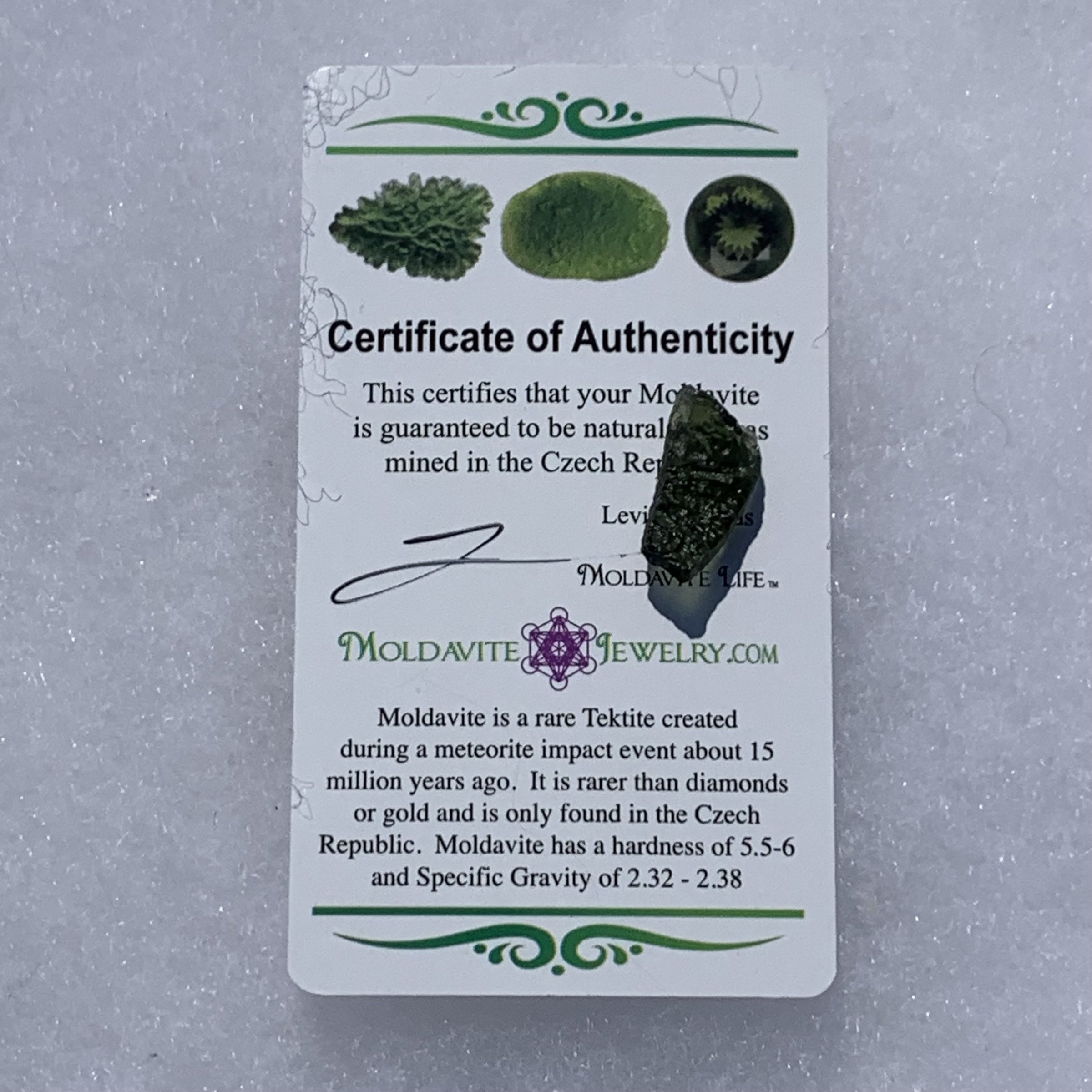 Moldavite Genuine Certified 1.1 grams