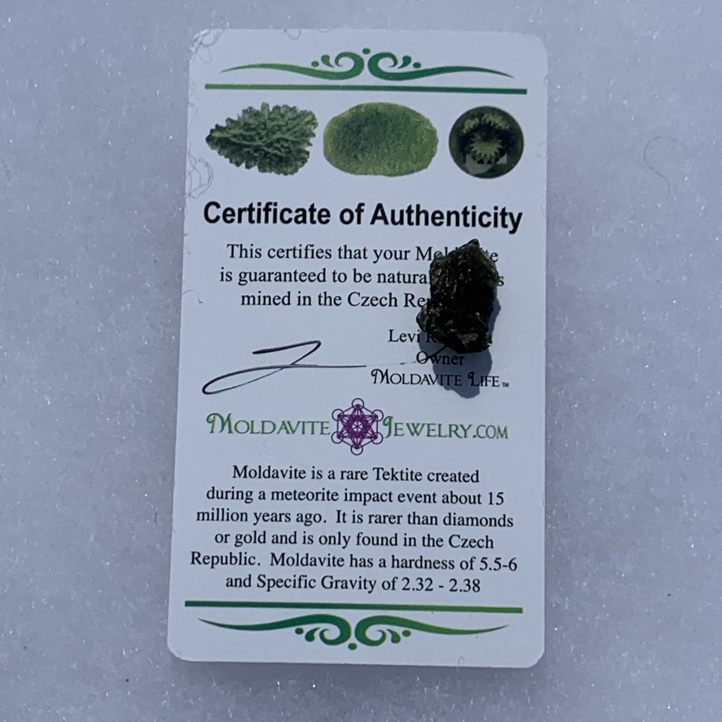 Moldavite Genuine Certified 1.2 grams