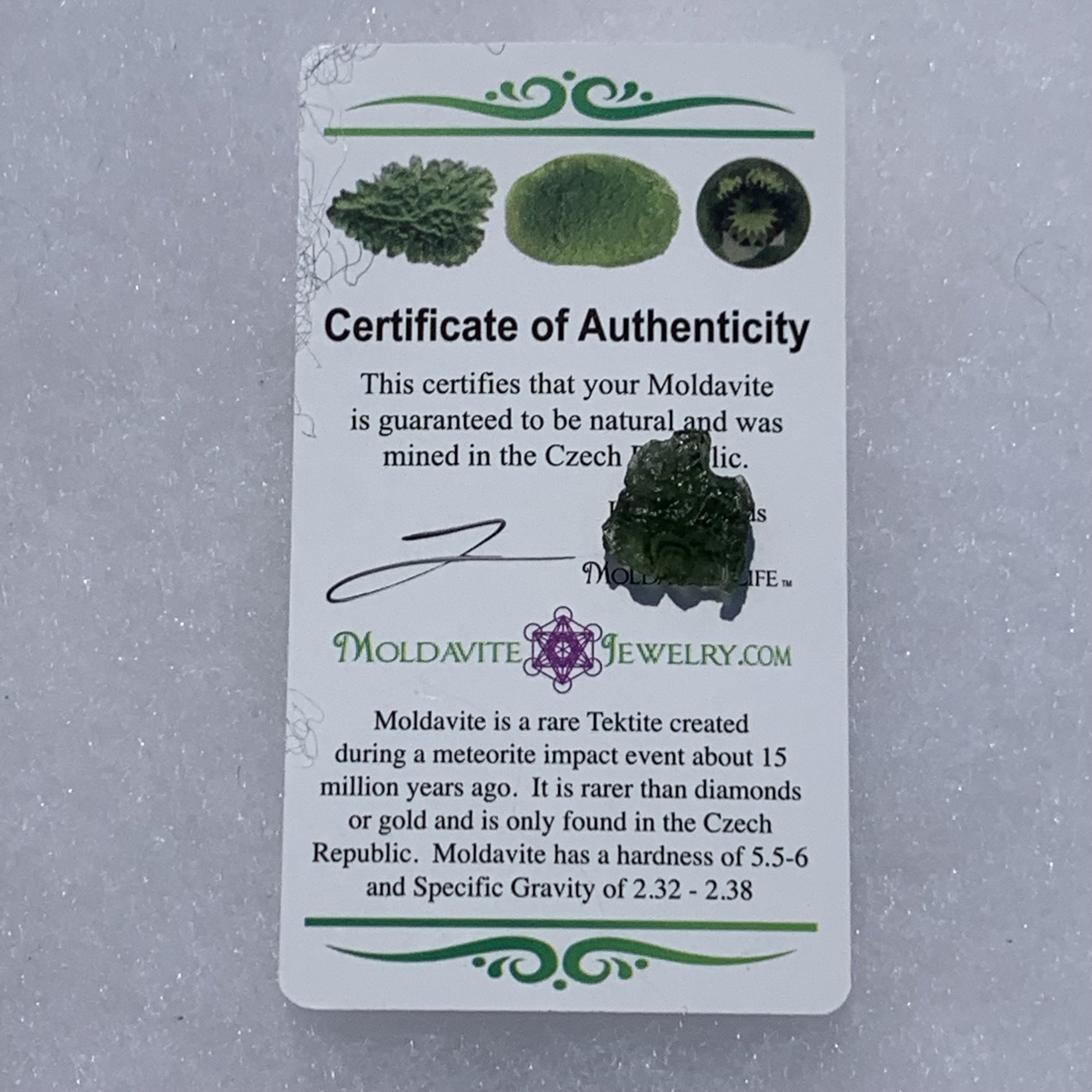 Moldavite Genuine Certified 1.3 grams