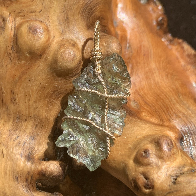 Moldavite Gold-Filled Wire Wrapped Pendant-Moldavite Life