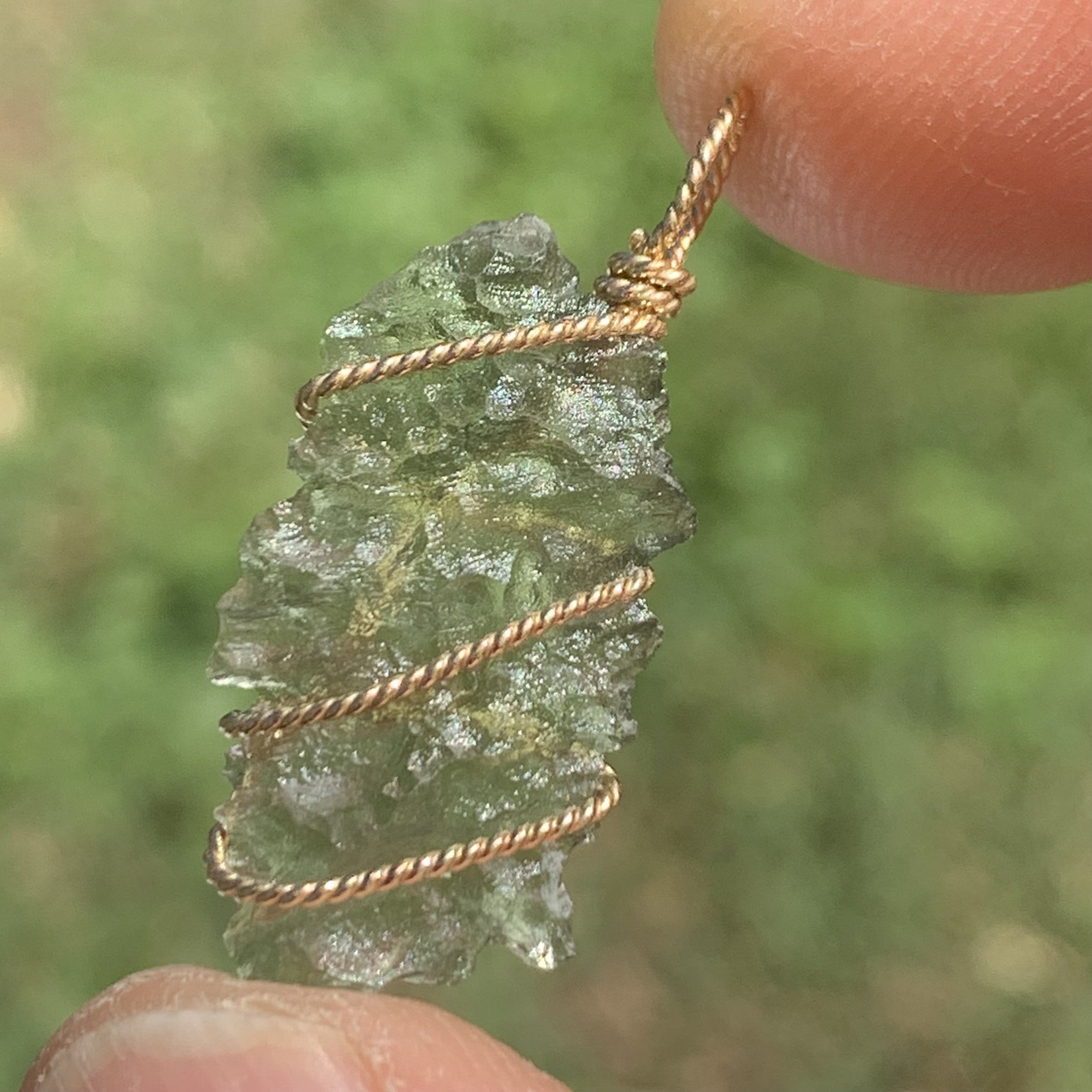 Moldavite Gold-Filled Wire Wrapped Pendant-Moldavite Life