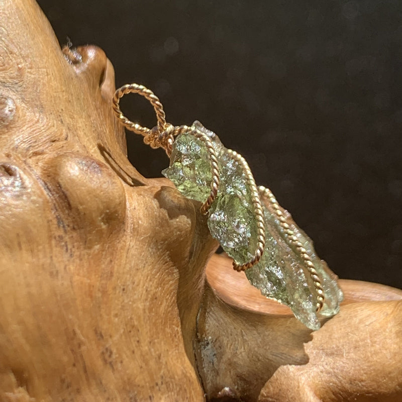 Moldavite Gold-Filled Wire Wrapped Pendant-Moldavite Life