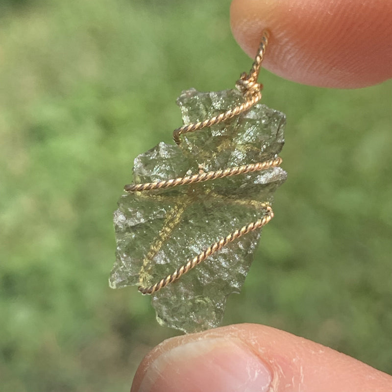 Moldavite Gold-Filled Wire Wrapped Pendant-Moldavite Life