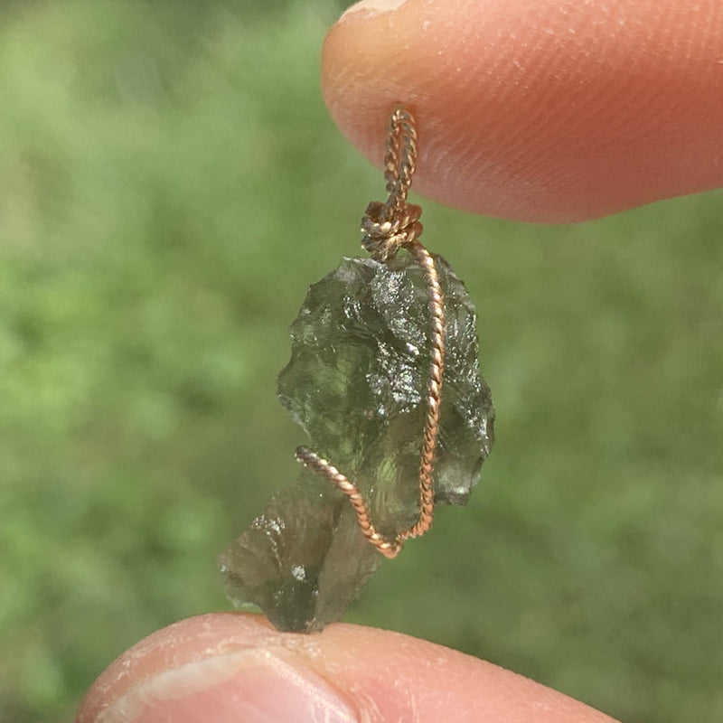 Moldavite Gold-Filled Wire Wrapped Pendant-Moldavite Life