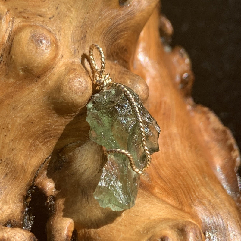 Moldavite Gold-Filled Wire Wrapped Pendant-Moldavite Life