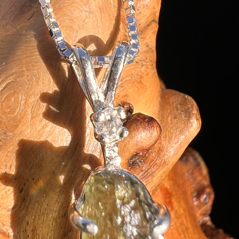 Moldavite & Herkimer Diamond Necklace Sterling #5089-Moldavite Life