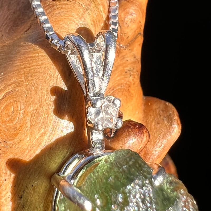 Moldavite & Herkimer Diamond Necklace Sterling #5090-Moldavite Life