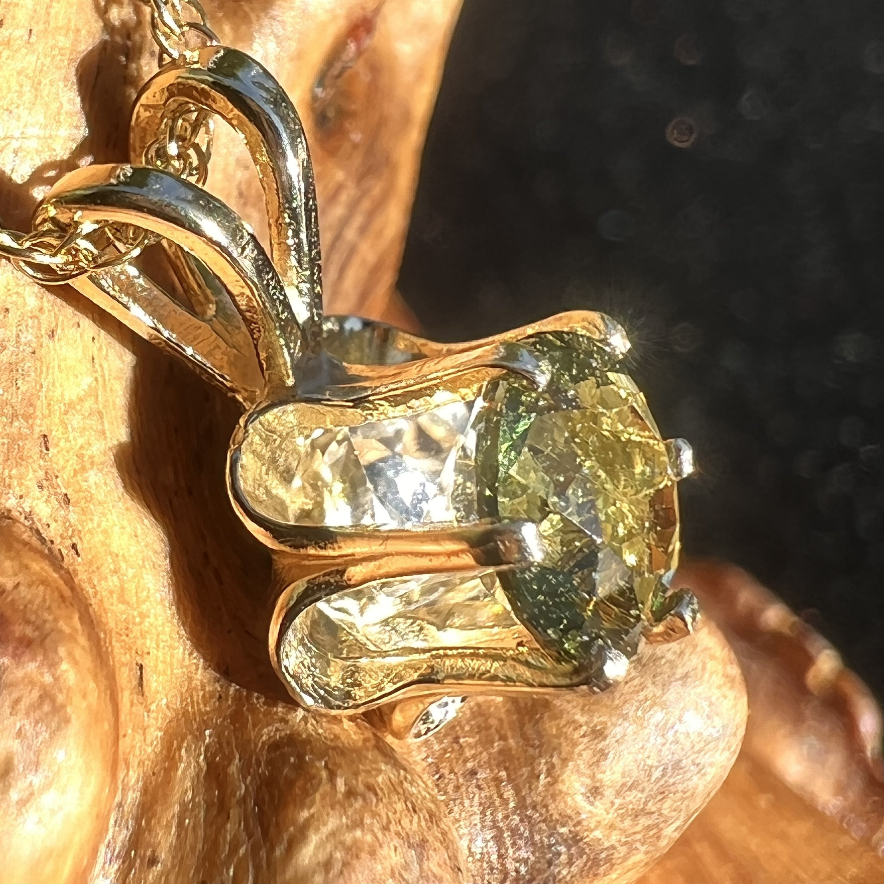 Genuine Moldavite and store Herkimer diamond pendant