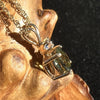 Moldavite Herkimer Diamond Pendant 14k Gold-Moldavite Life