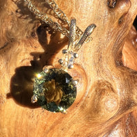 Moldavite Herkimer Diamond Pendant 14k Gold-Moldavite Life