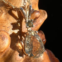 Moldavite & Libyan Desert Glass Pendant 14k Gold #1048-Moldavite Life