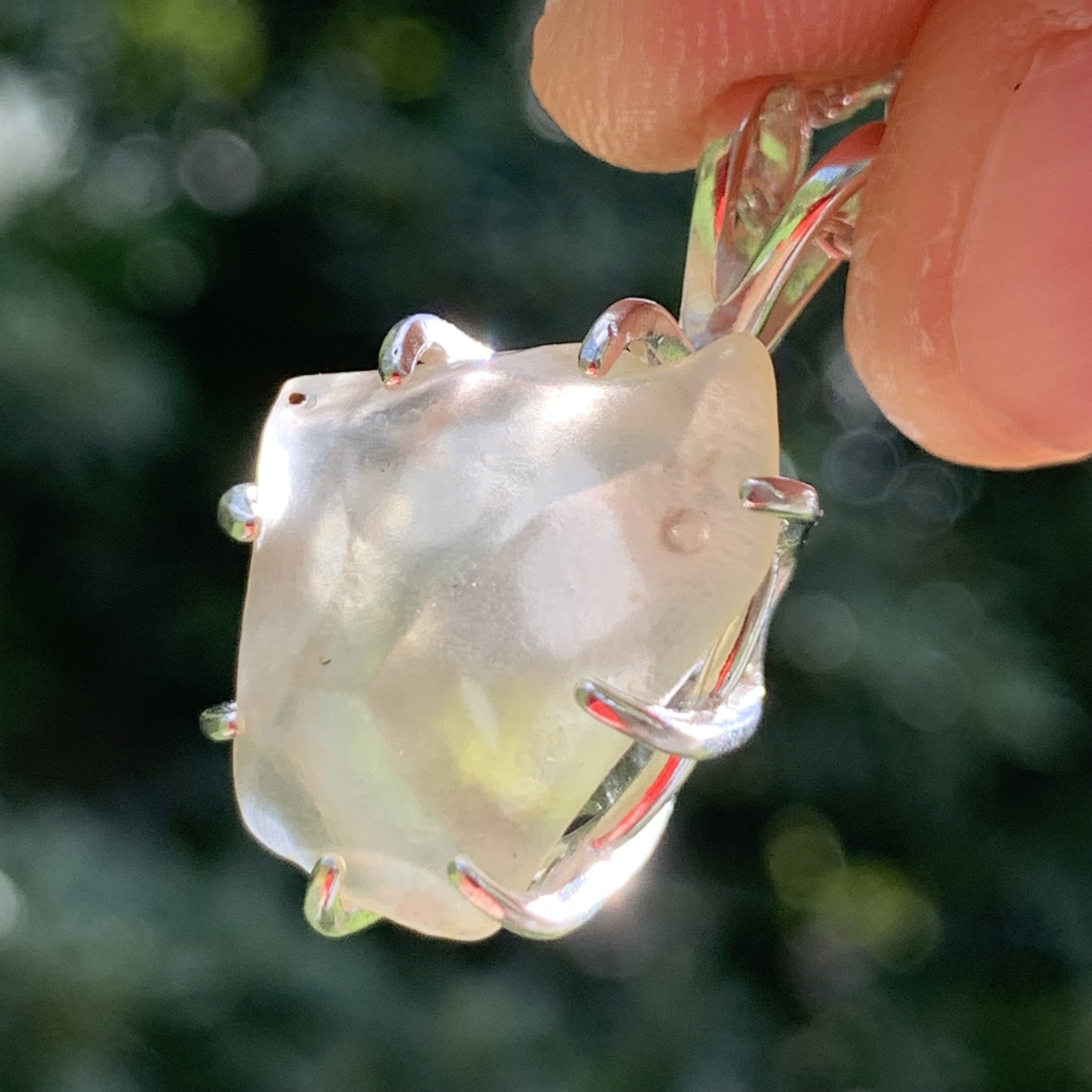 Libyan Desert Glass & Moldavite Necklace Sterling