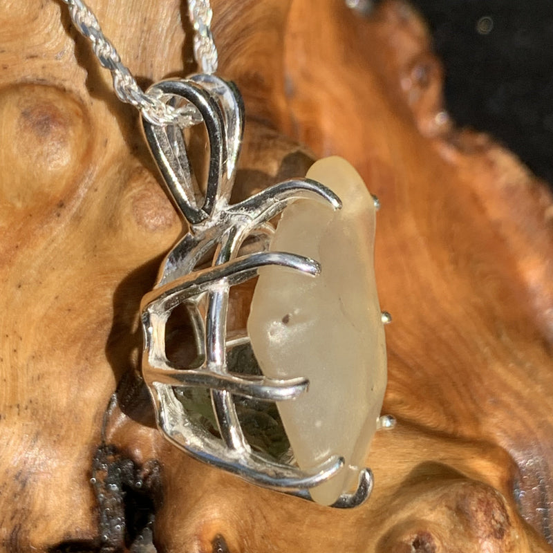 Libyan Desert Glass & Moldavite Necklace Sterling