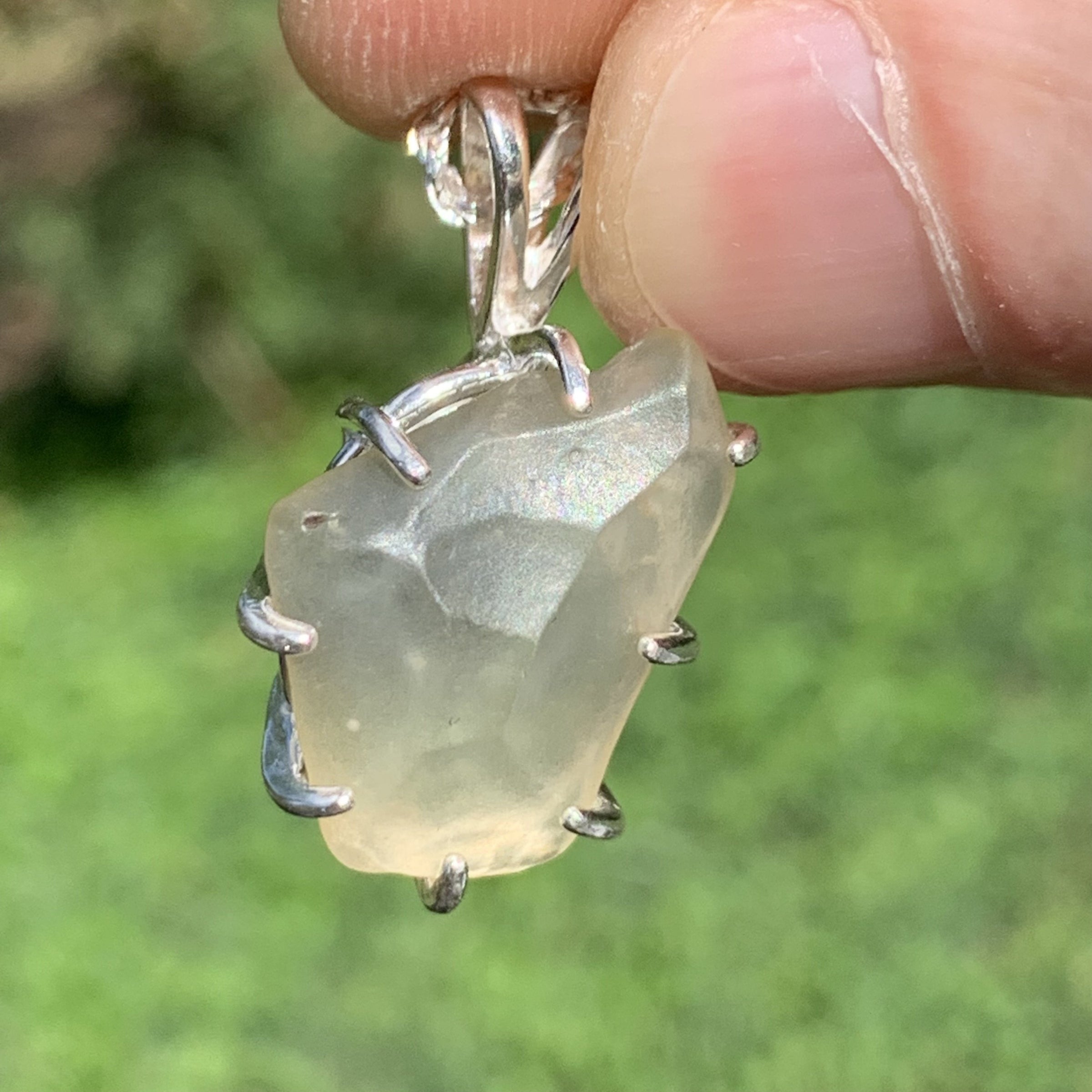 Libyan Desert Glass & Moldavite Necklace Sterling